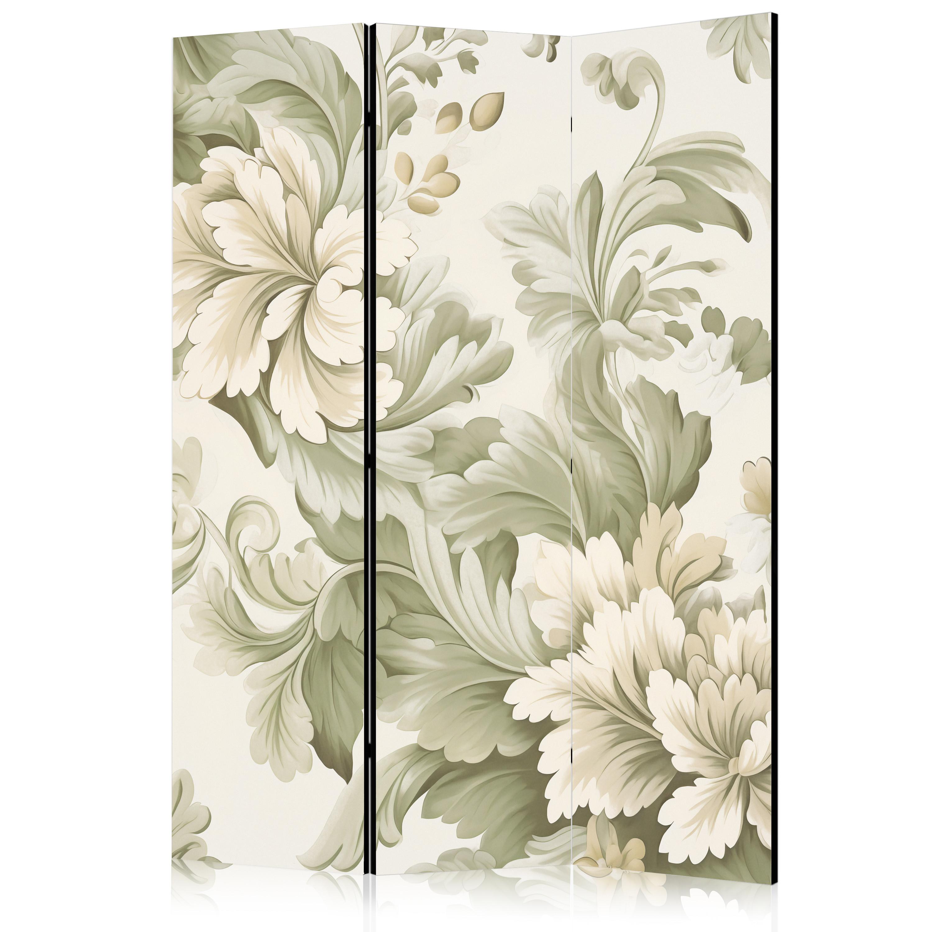 PARAVENT Beidseitig Bedruckter 3-tlg 135x172 cm Retro Pflanzen - Beige, Holz/Textil (135/172/3cm) - Muralo