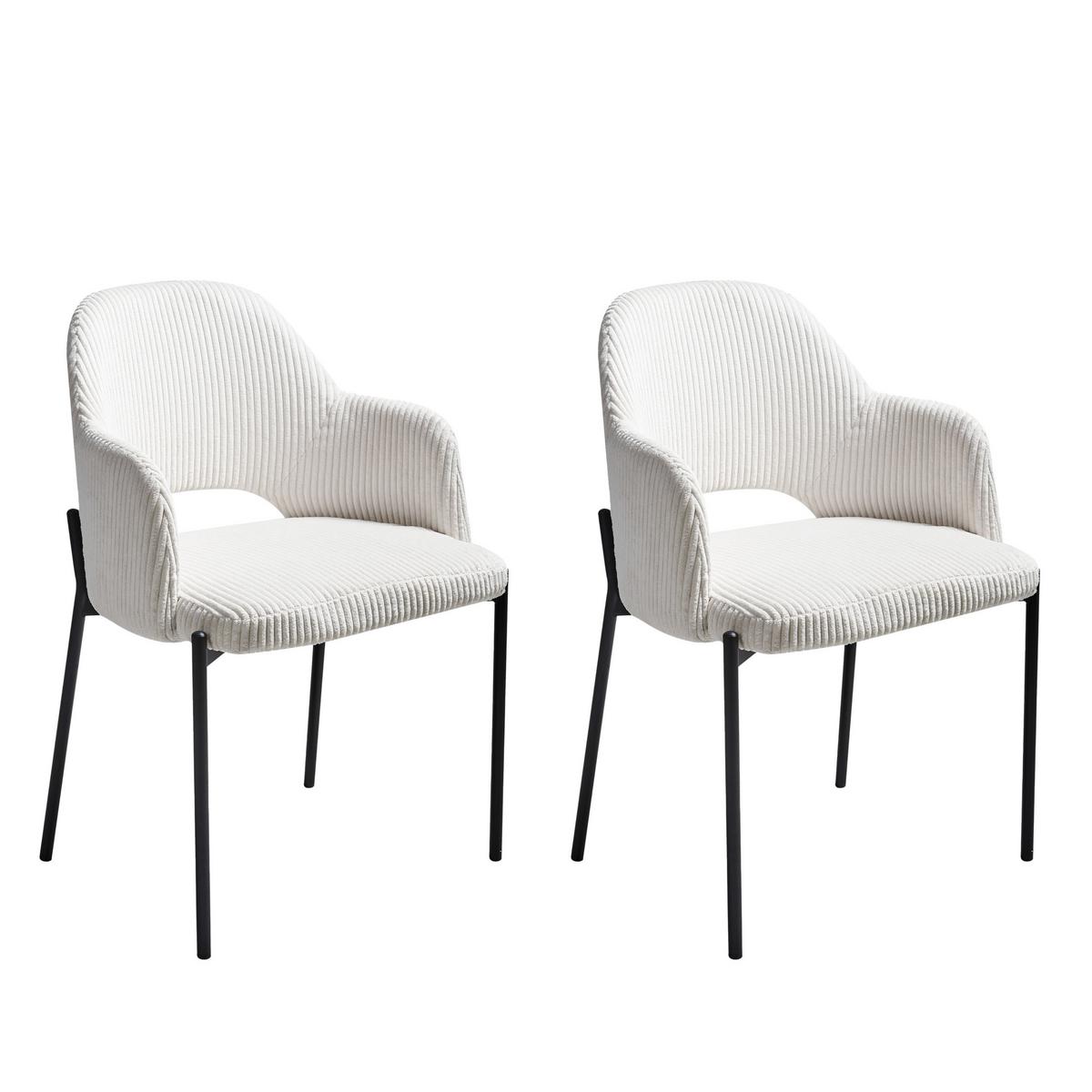 ESSZIMMERSTUHL 2er-Set Cremeweiß Raton - Schwarz/Weiß, Textil (53/81/55cm) - Beliani