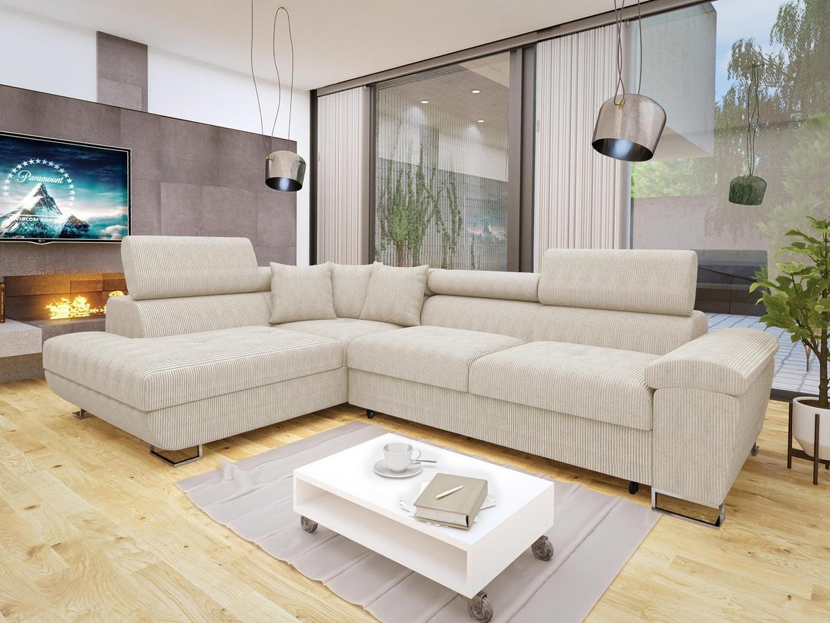 ECKSOFA Cotere Cord, Seite: Links - Naturfarben, Holz/Textil (270/202cm) - MIRJAN24