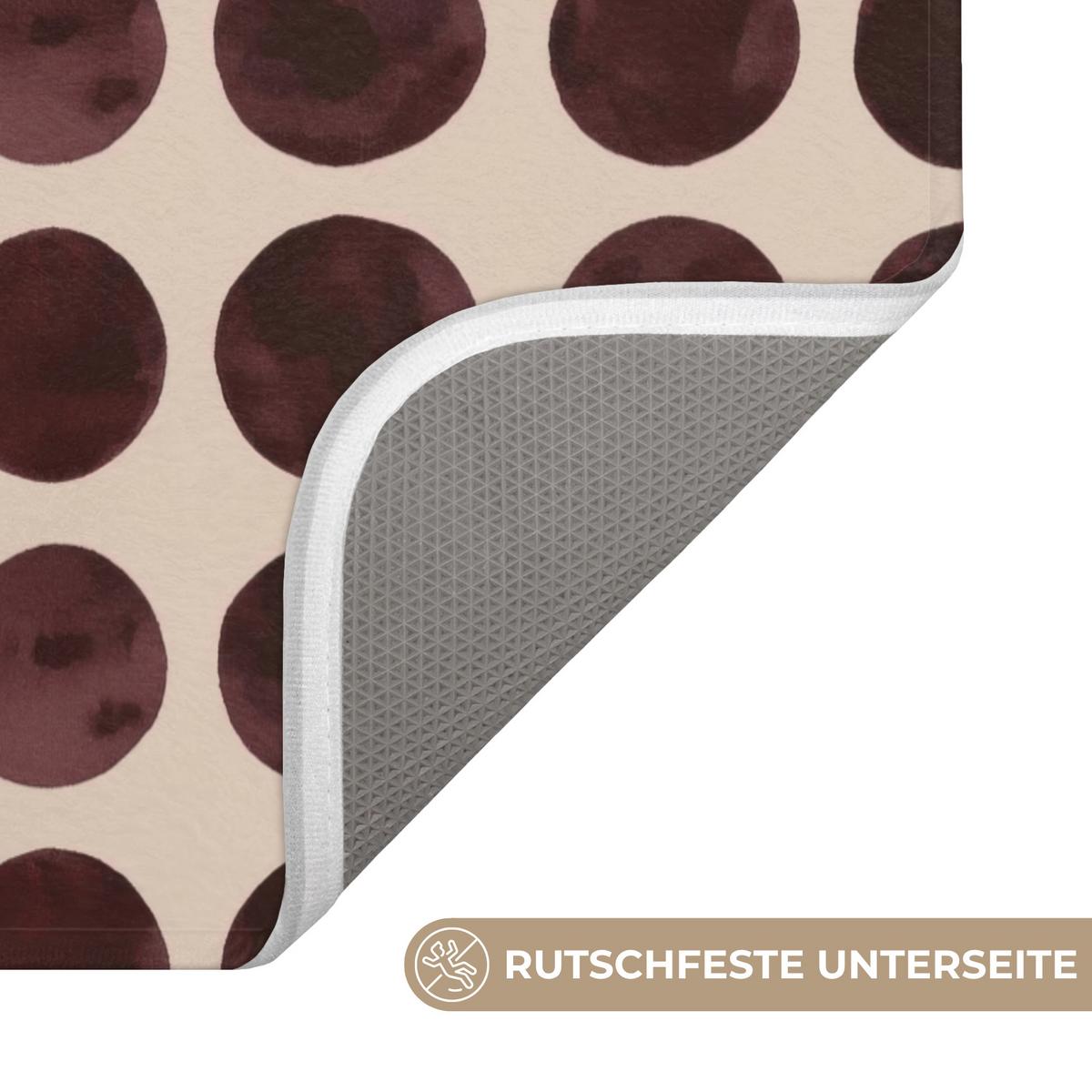 WC-VORLEGER Polka dots - Muster - Braun WC Teppich 50x80 cm - Bordeaux, Textil (50/1cm) - OnlyWow