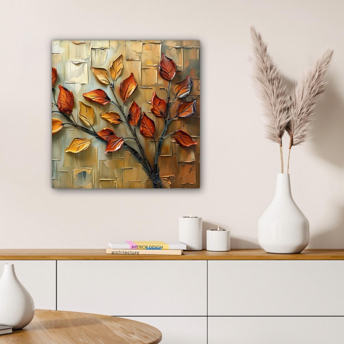LEINWANDBILD Baum - Abstrakt - Natur - Kunst Wandbild Wohnzimmer 50x50 cm - Goldfarben, Textil (50/50cm) - MuchoWow
