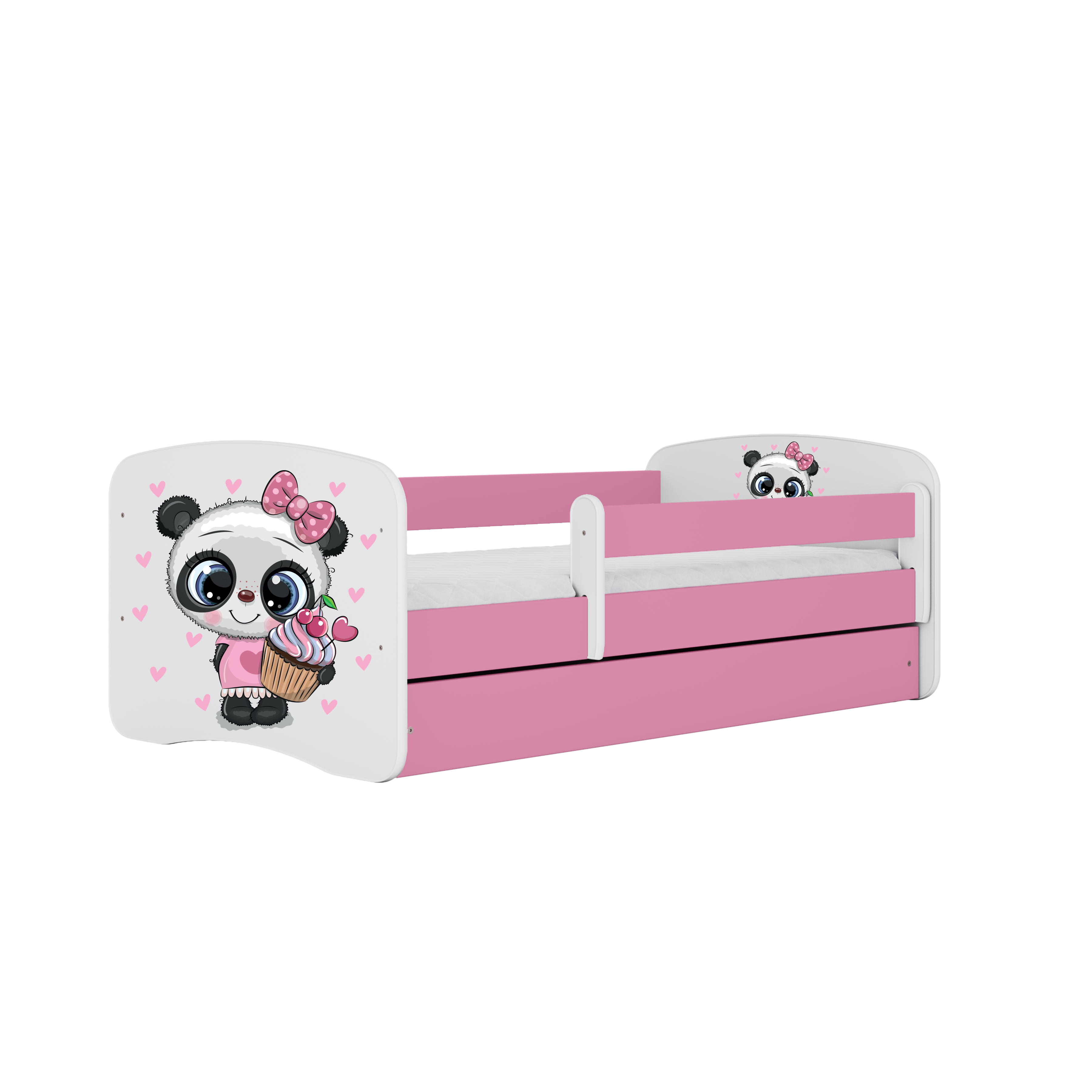 KINDERBETT Panda mit Schublade 140/70 80/61/144 - Rosa, Holzwerkstoff (70/140cm) - RAUMHIRSCH FURNITURE