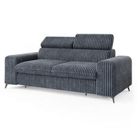 BETTSOFA BENETE Grau Cordstoff mit Schlaffunktion - Grau, Holz/Textil (191/89/92cm) - MASSENO