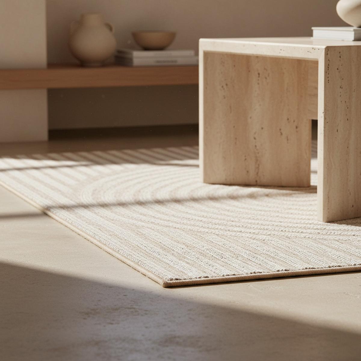 TEPPICH Outdoor VENTOUX in Beige, im Boho-Stil, 120 x 170 cm - Beige, Textil (170/120cm) - KADIMA DESIGN