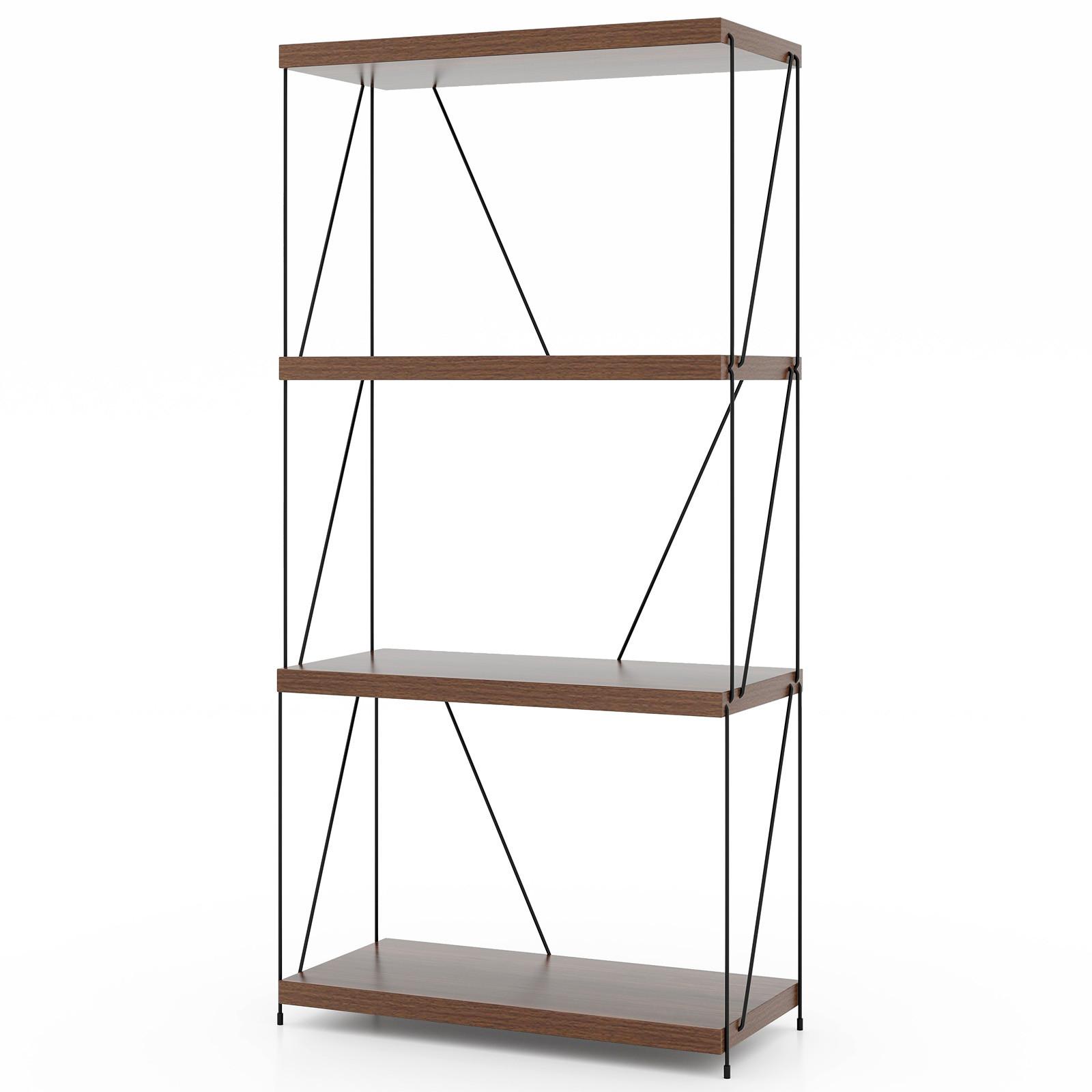 REGAL Vertikales Walnuss - Walnussfarben, Metall (61/104.5/29.5cm) - COSTWAY