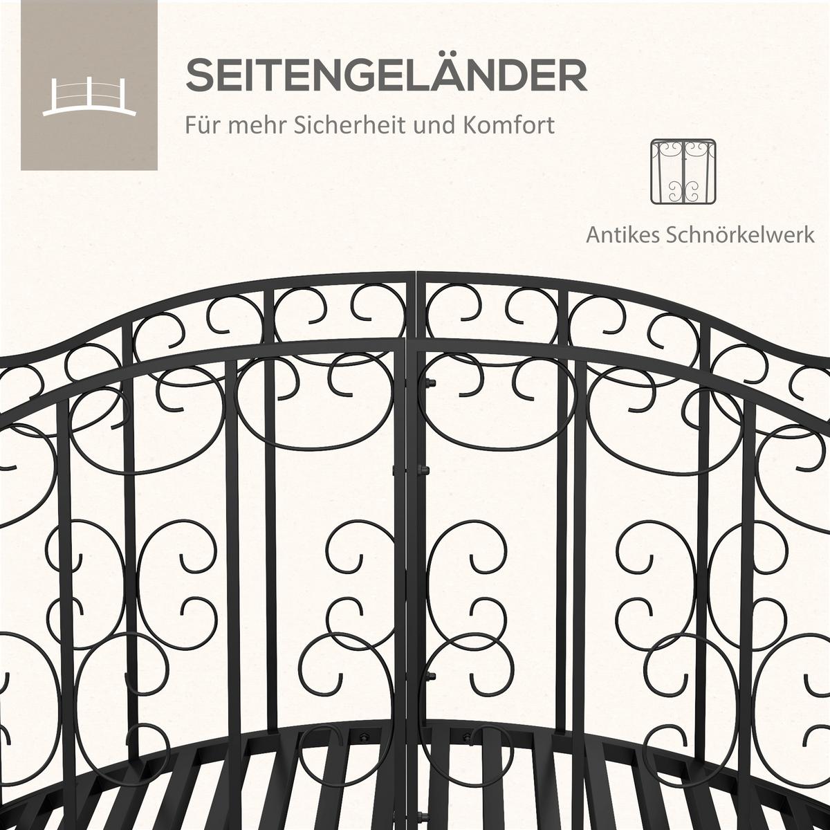 GARTENBRÜCKE, Stahl, Schwarz - Schwarz, Metall (119/67/70cm) - Outsunny