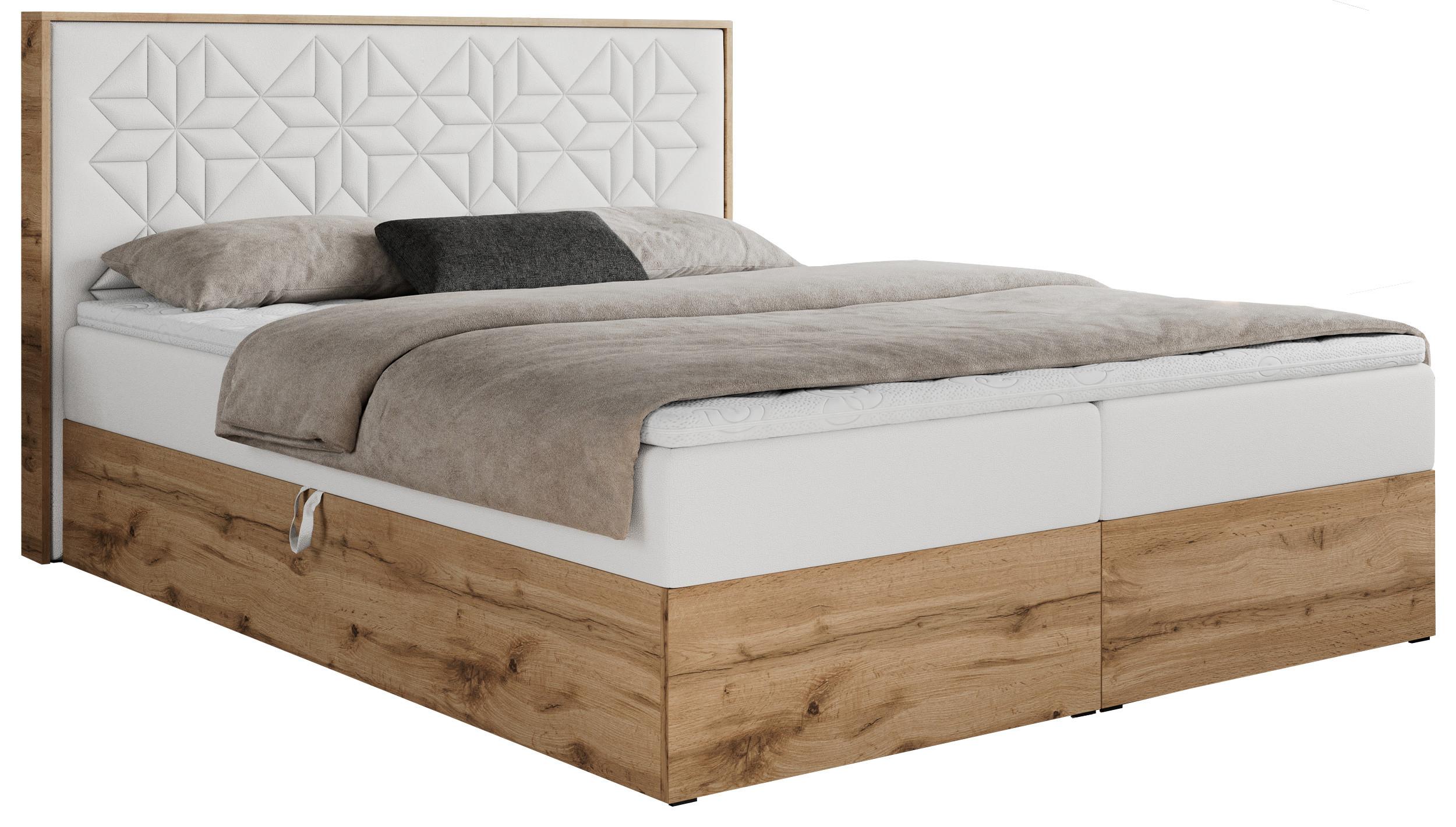 BOXBETT NESSI - 180/200 Weiß Kunstleder - H3 - Weiß, Holz/Textil (180/200cm) - MKS