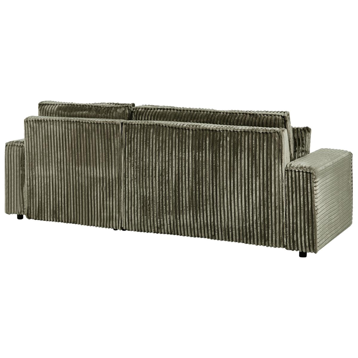 ECKSCHLAFSOFA 3-Sitzer Cord Grün mit Stauraum linksseitig Abacka - Grün, Textil (247/147cm) - Beliani