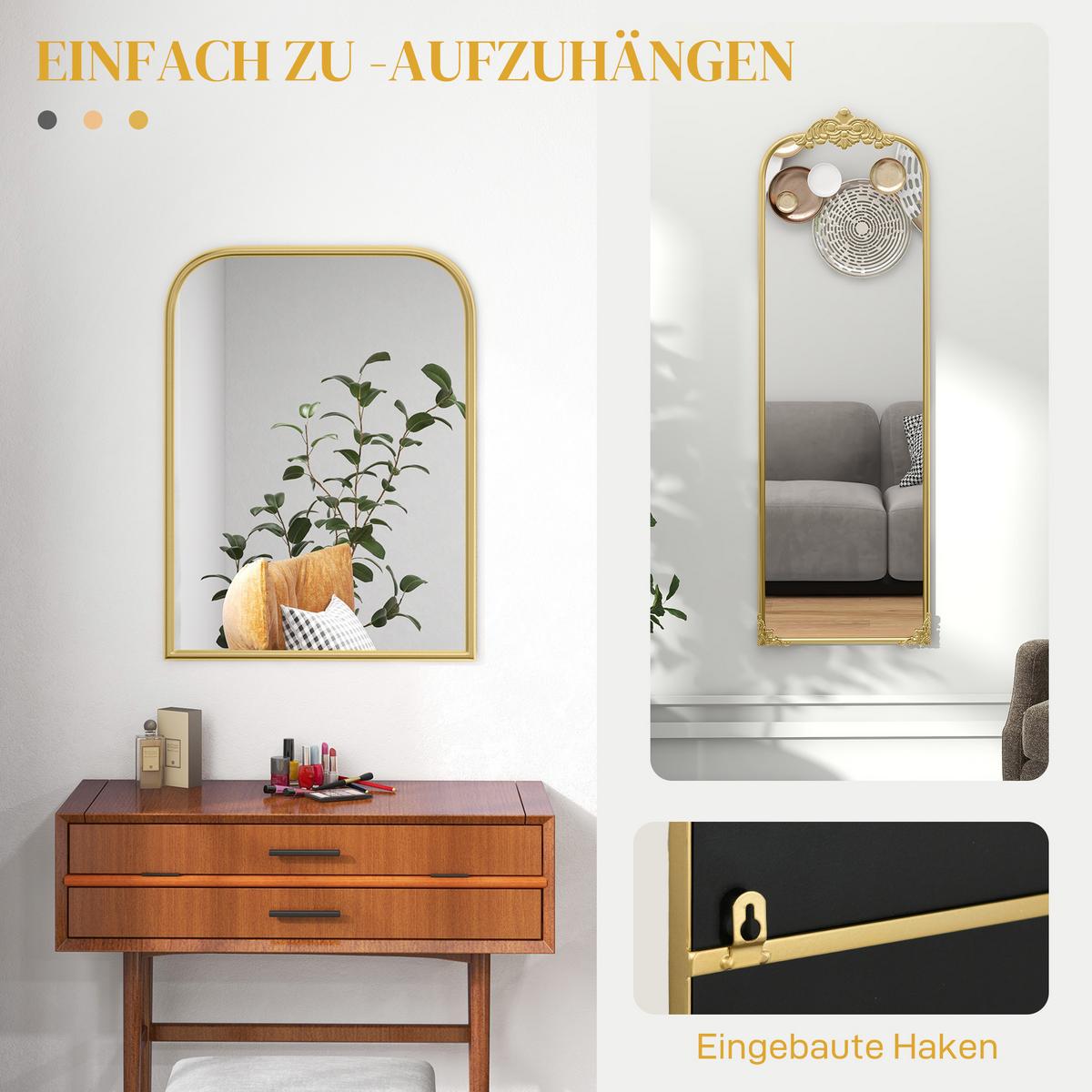 WANDSPIEGEL - Goldfarben, Glas/Metall (3/87/60cm) - HOMCOM