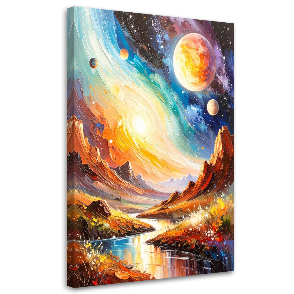 LEINWANDBILD Kosmos Planeten Abstrakt 40x60cm - Multicolor, Textil (40/60cm) - Feeby