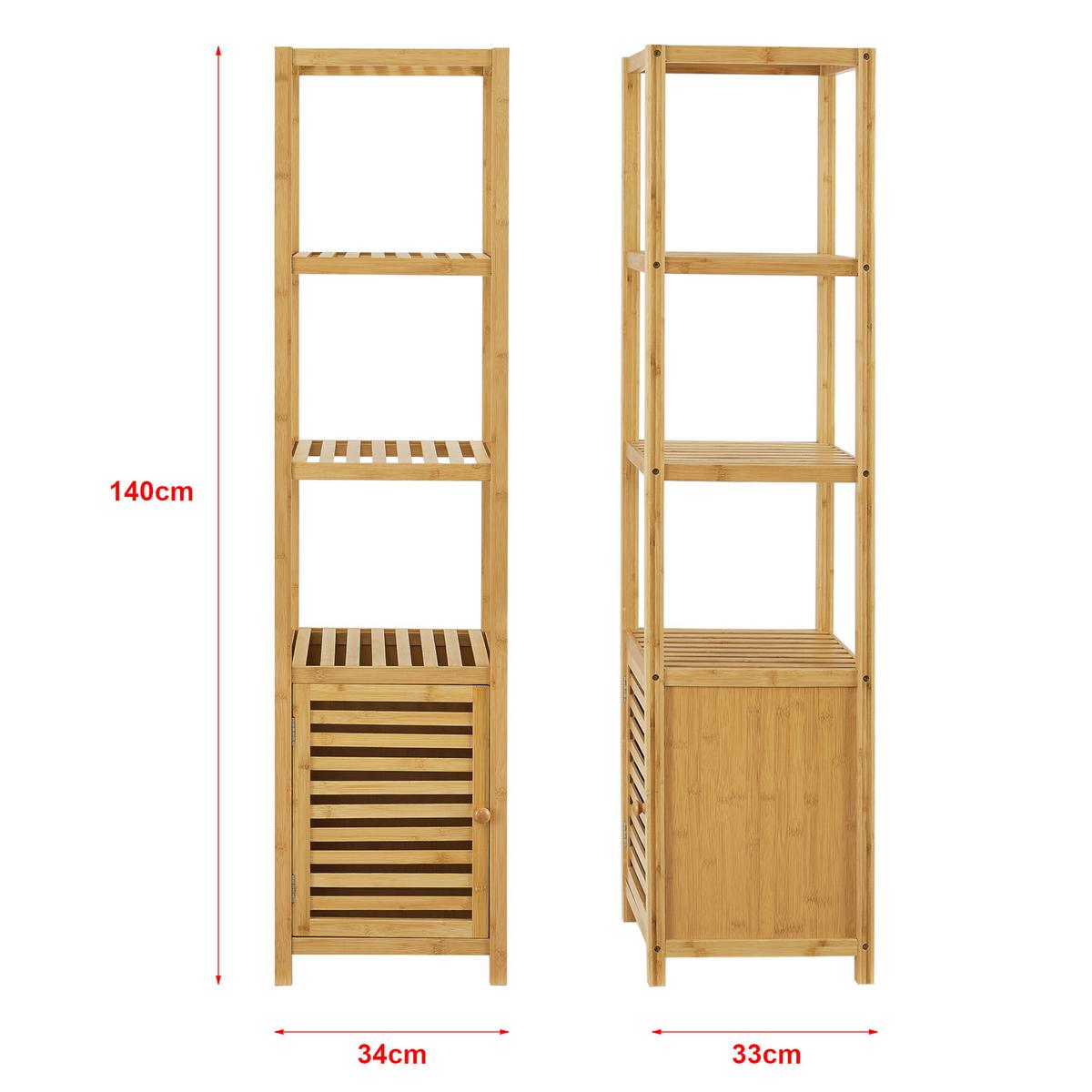 BADEZIMMERREGAL Liminka - Naturfarben, Holz (34/140/33cm) - [en.casa]