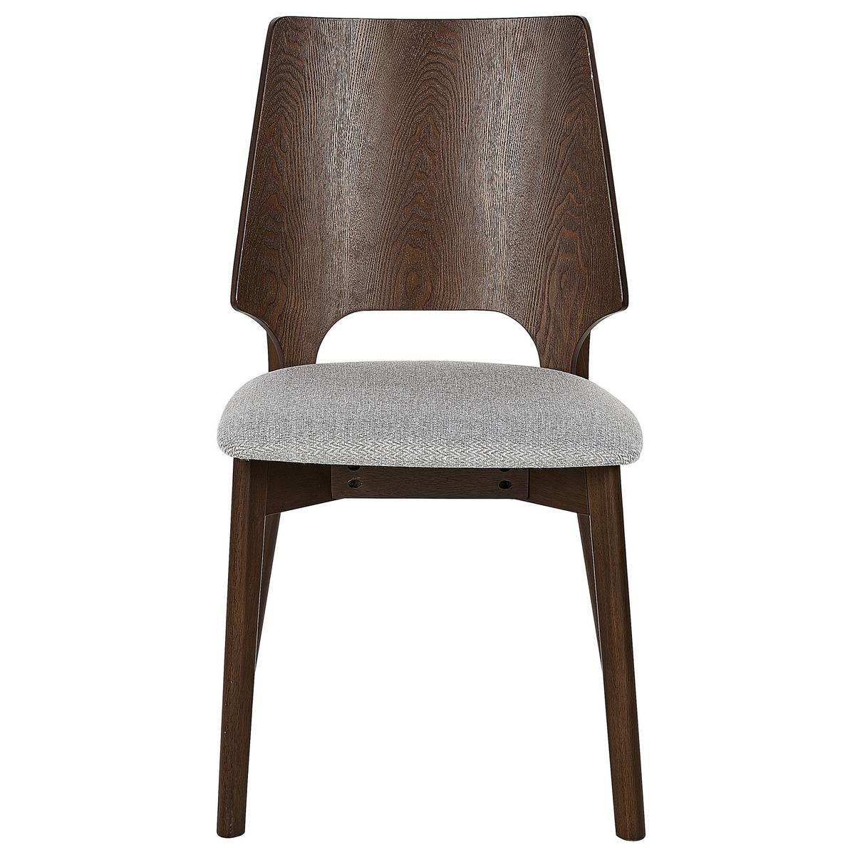 ESSZIMMERSTUHL 2er-Set Holzwerkstoff Dunkler Holzfarbton/Hellgrau Abee - Dunkelbraun, Holz/Textil (47/88/46cm) - Beliani