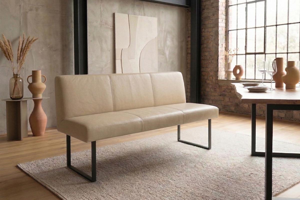ESSZIMMERBANK ELEEN Beige Leder - Beige, Leder (143/85/69cm) - KAWOLA