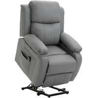 FERNSEHSESSEL mit Aufstehhilfe, Liegefunktion, Fernbedienung für Wohnzimmer Grau - Schwarz/Grau, Textil/Metall (76/105/90cm) - HOMCOM