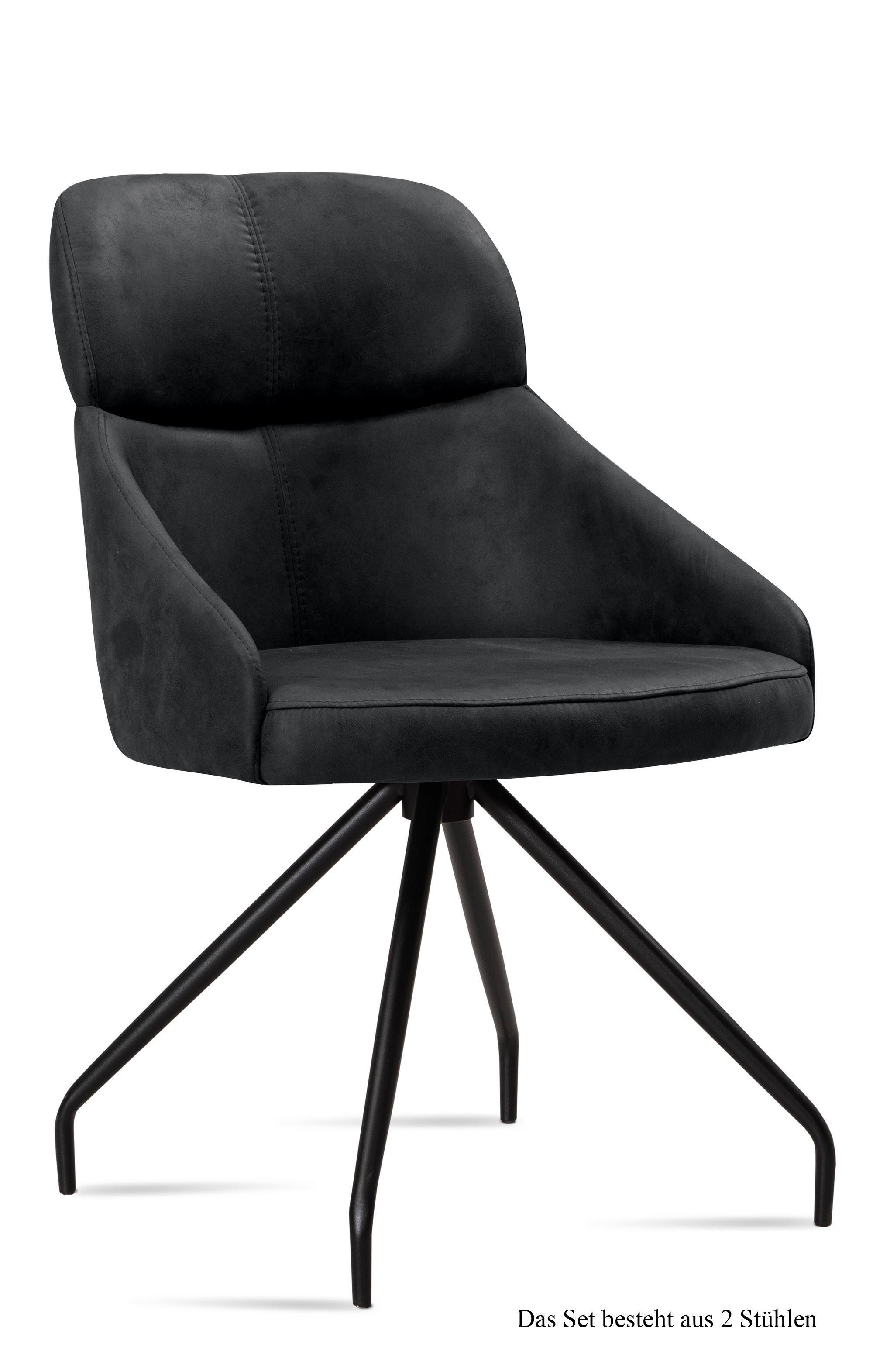 ESSZIMMERSTUHL (2er-Set) Dionne 52x82x63 Schwarz/Anthrazit - Anthrazit/Schwarz, Kunststoff (63/82/52cm) - 58aufmkessel