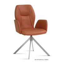 ARMLEHNSTUHL drehbar (2er-Set) Dedenia 58x92x60 Edelstahl/Cognac - Edelstahlfarben/Cognac, Kunststoff (60/92/58cm) - 58aufmkessel