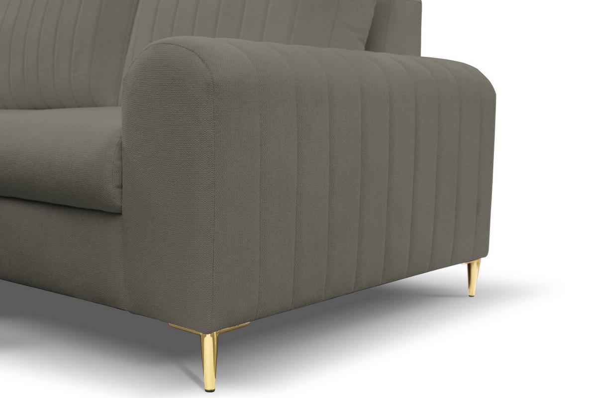 ECKSOFA VERONA L-S Grau Geflochtener Stoff mit Schlaffunktion - Grau, Holz (251/164cm) - MASSENO