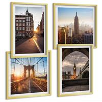 BILDER SET 4er Set - 50x50 cm & 40x60 cm Goldrahmen - London-Ansichtsgemälde-Set - Goldfarben, Kunststoff (50/50cm) - TULUP