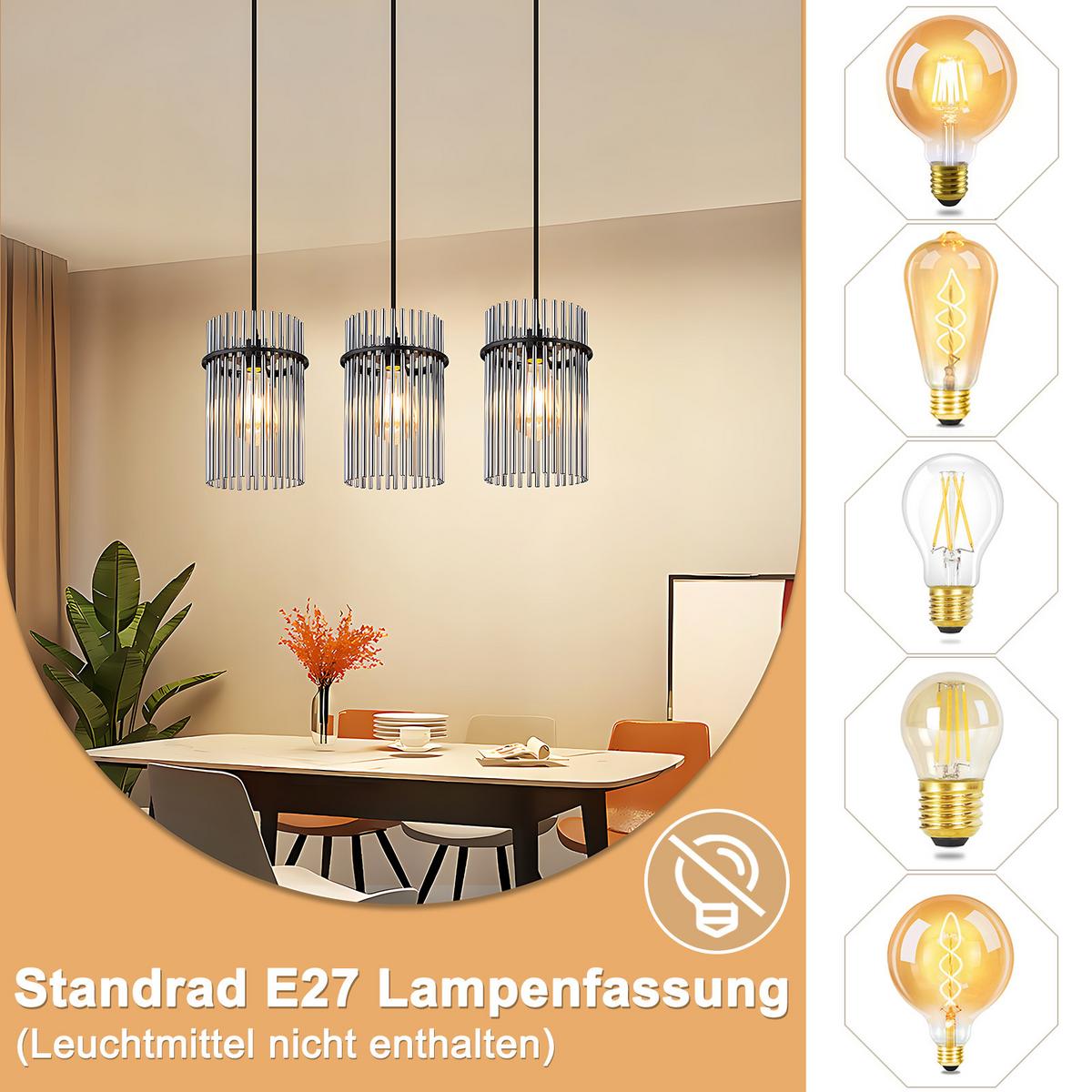 PENDELLEUCHTE Willow 48/5/150 cm - Schwarz, Glas (48/5/150cm) - ZMH
