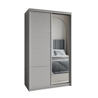 SCHWEBETÜRENSCHRANK VARO 120/205/60 cm 2-türig mit Spiegel Graphitfarben - Graphitfarben, Holzwerkstoff (120/205/60cm) - MASSENO