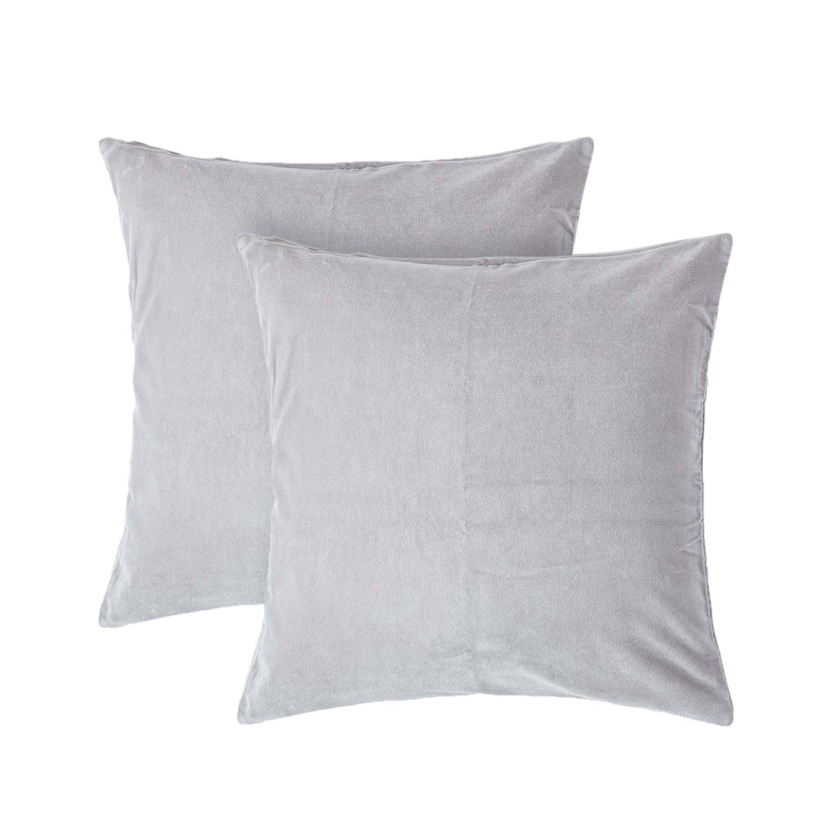 KISSENHÜLLEN 2er-Set Baumwollsamt grau 40/40 cm - Hellgrau, Textil (40/40cm) - Homescapes