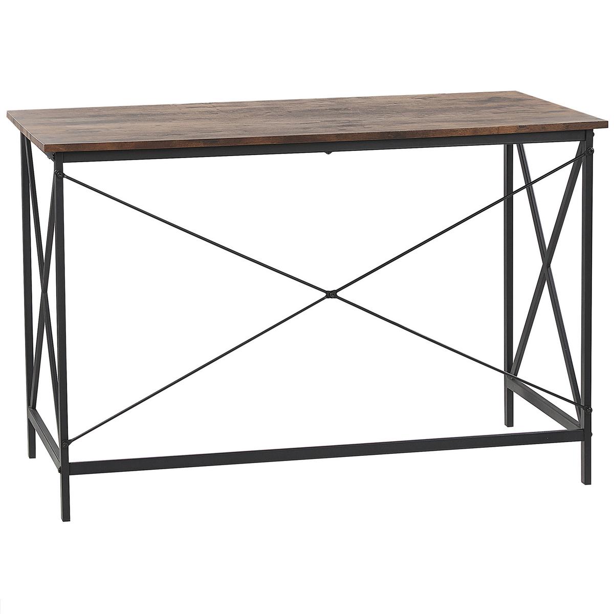 SCHREIBTISCH dunkler Holzfarbton 115/60/76 cm Futon - Dunkelgrau, Holzwerkstoff (60/115/76cm) - Beliani