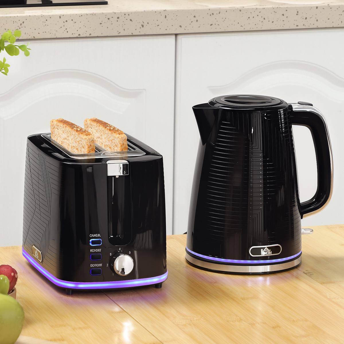 WASSERKOCHER-TOASTER-SET 2er Set Stahl Kunststoff Schwarz - Schwarz, Metall (16.7/23.2/22.2cm) - HOMCOM