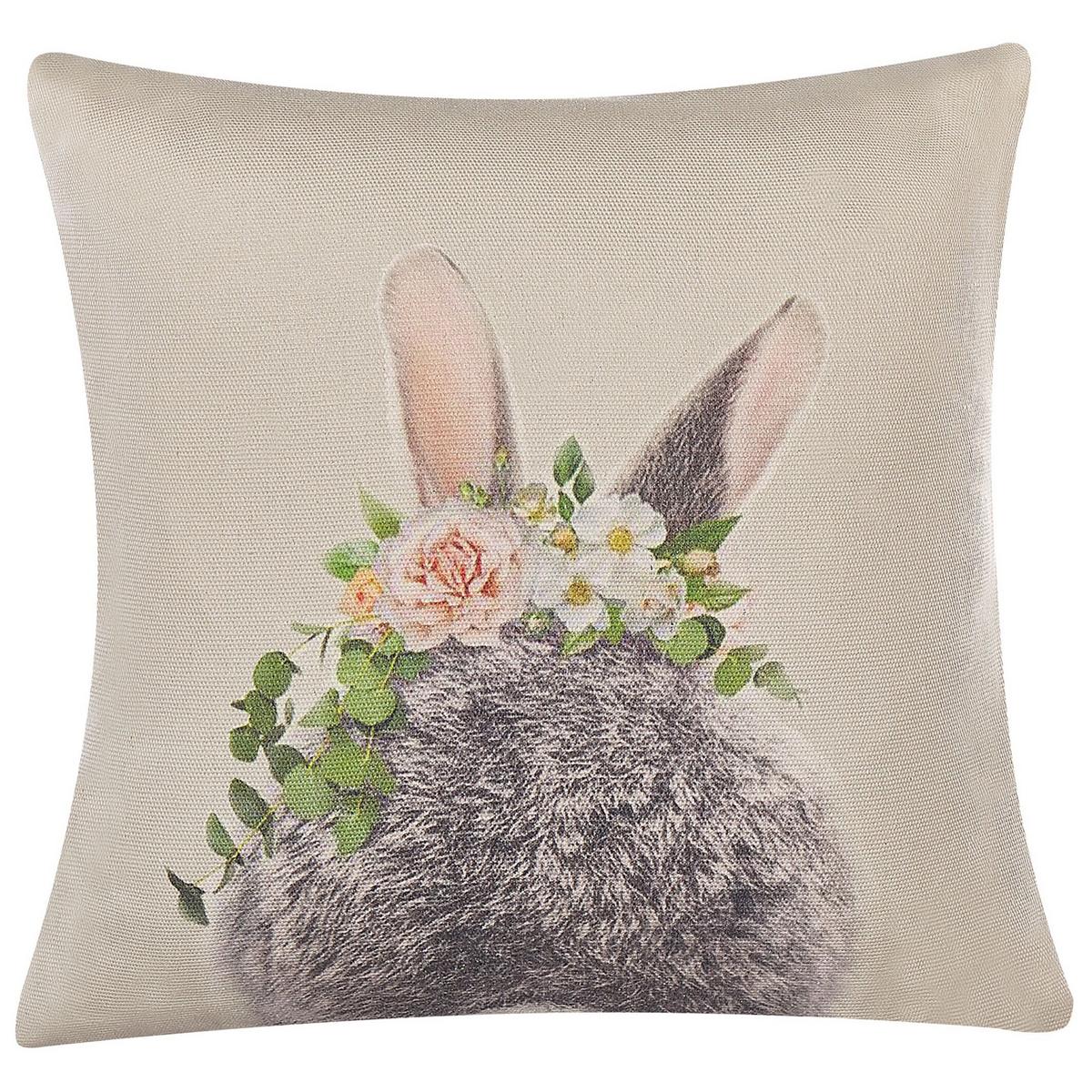 DEKOKISSEN 2er-Set Taupe 45/45 cm Fatsia - Graubraun, Naturmaterialien/Textil (45/45cm) - Beliani