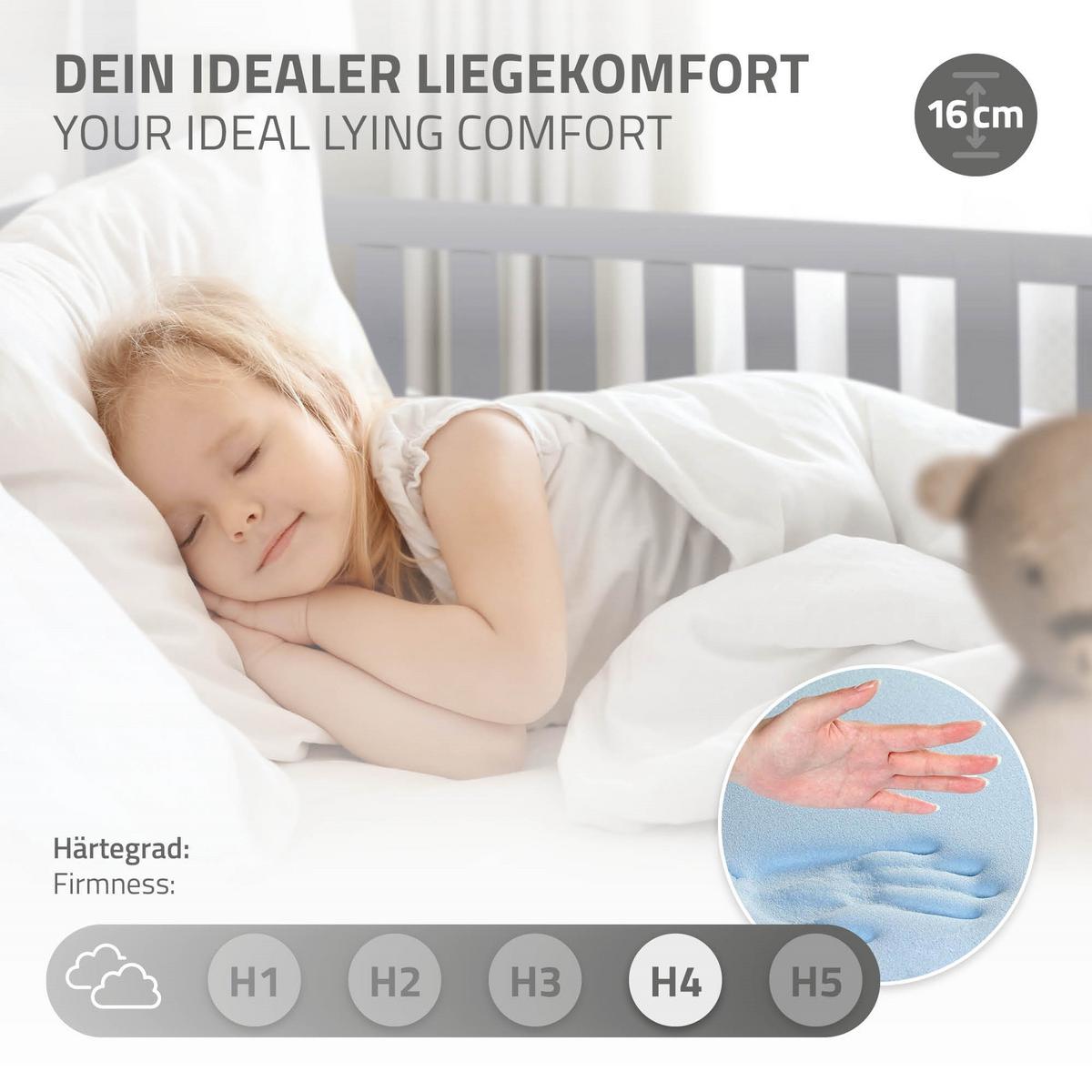 KINDERBETT mit Dach und Matratze 90x200 cm Hellgrau - Hellgrau, Holz (90/200cm) - ML-DESIGN