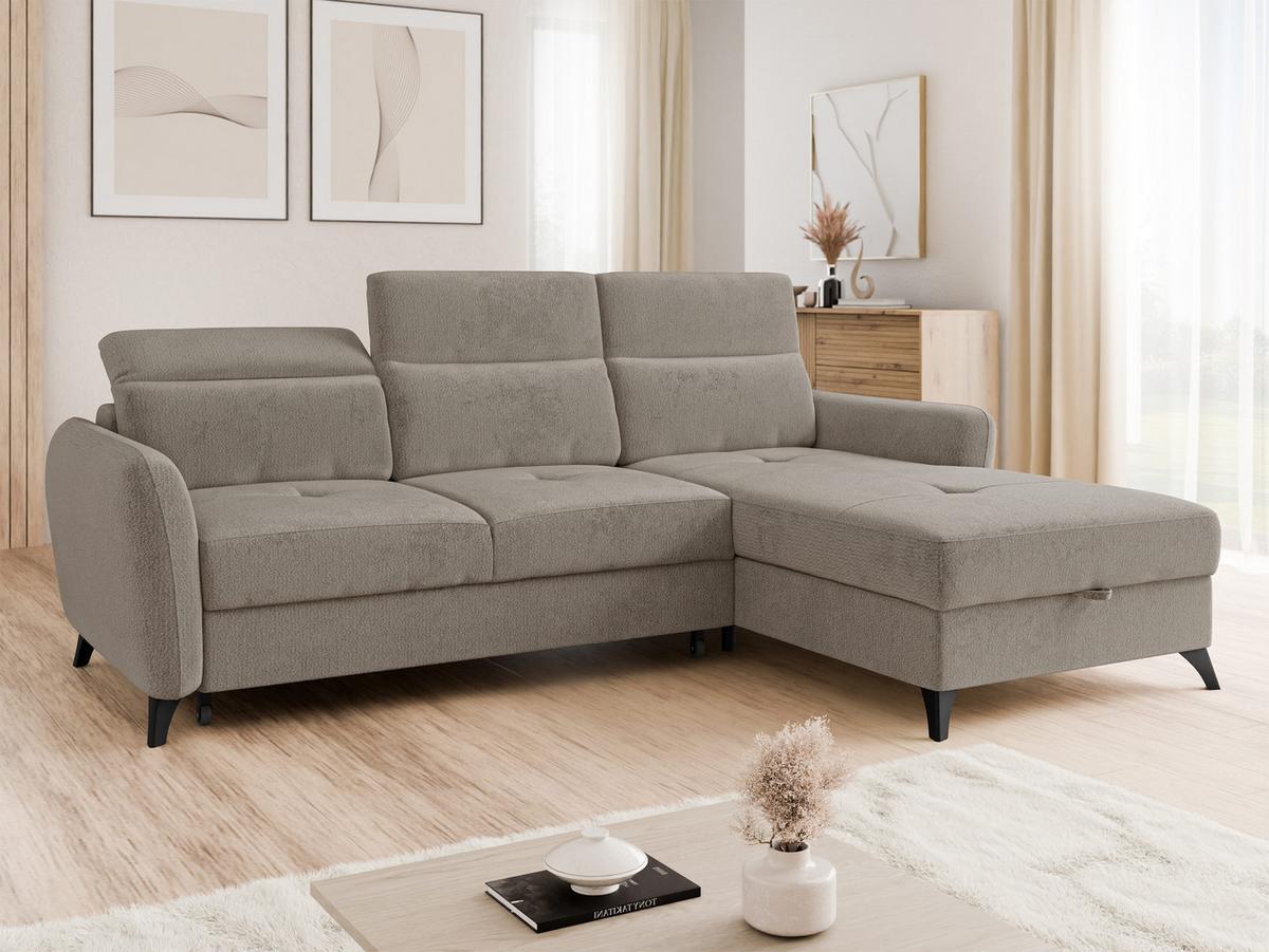 ECKSOFA Talia, Seite: Rechts 2R-LC - Hellbraun/Schwarz, Holz/Kunststoff (238/167cm) - MIRJAN24