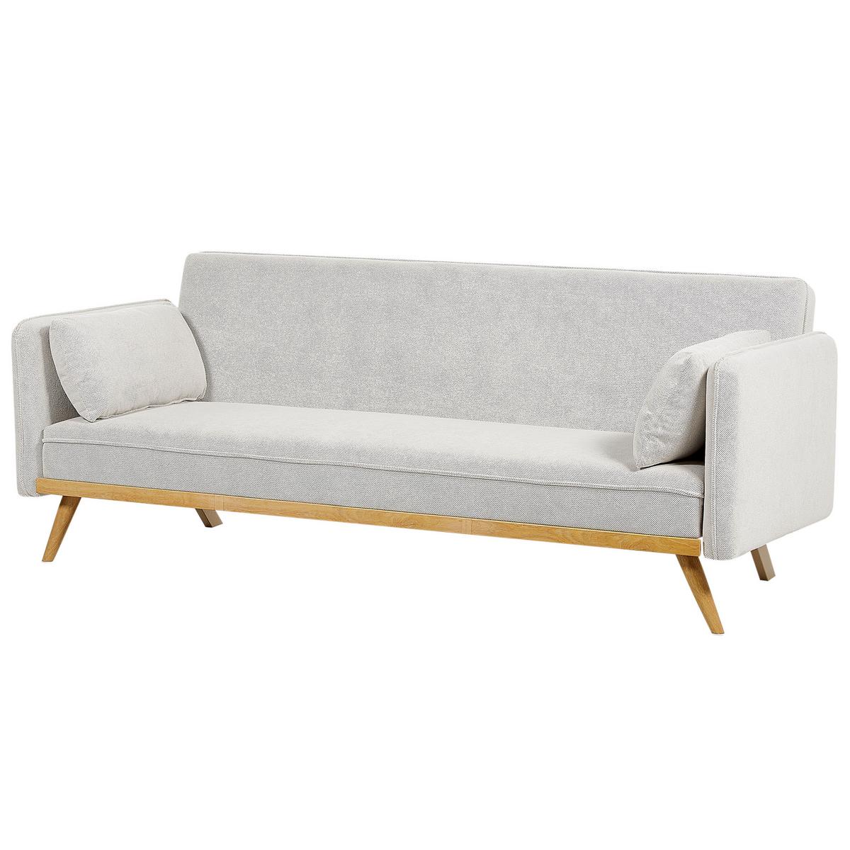 3-SITZER-SCHLAFSOFA hellgrau/hellbraun Asaa - Hellbraun/Grau, Textil (205/76/88cm) - Beliani