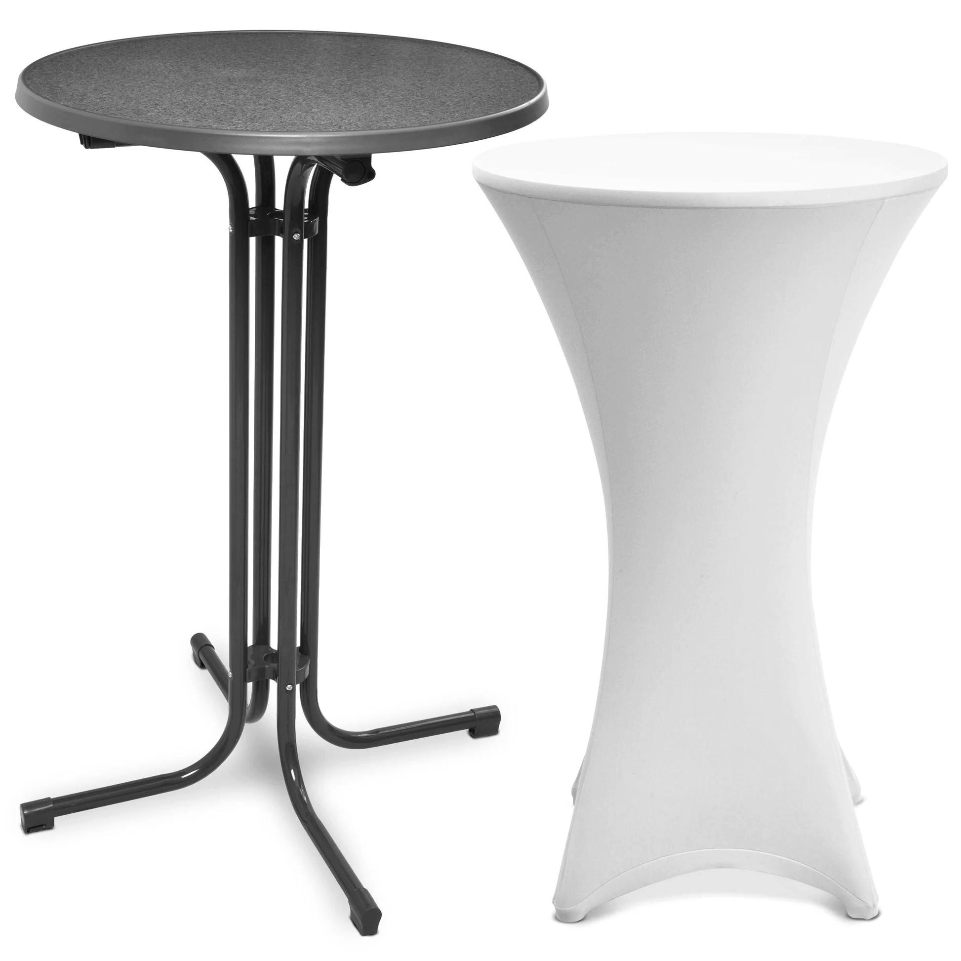 STEHTISCH Bellini Ø 60cm Grau mit Stella Stehtischhusse Ø 60cm Weiß - Weiß, Metall (60/60/110cm) - Beautissu 