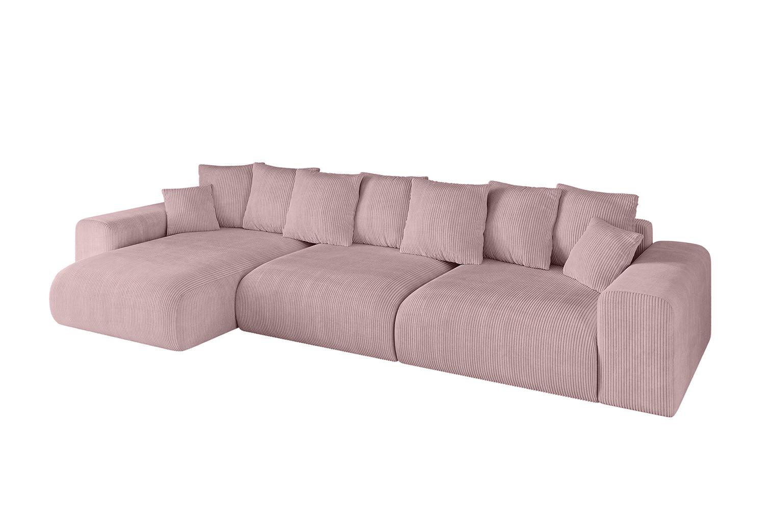 ECKSOFA Ottomane links ESKAR-L2 364x176x72 Rosa Cord - Schwarz/Rosa, Holzwerkstoff/Kunststoff (364/176cm) - ALTDECOR