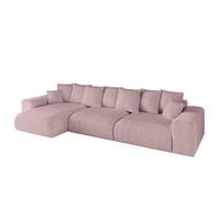 ECKSOFA Ottomane links ESKAR-L2 364x176x72 Rosa Cord - Schwarz/Rosa, Holzwerkstoff/Kunststoff (364/176cm) - ALTDECOR