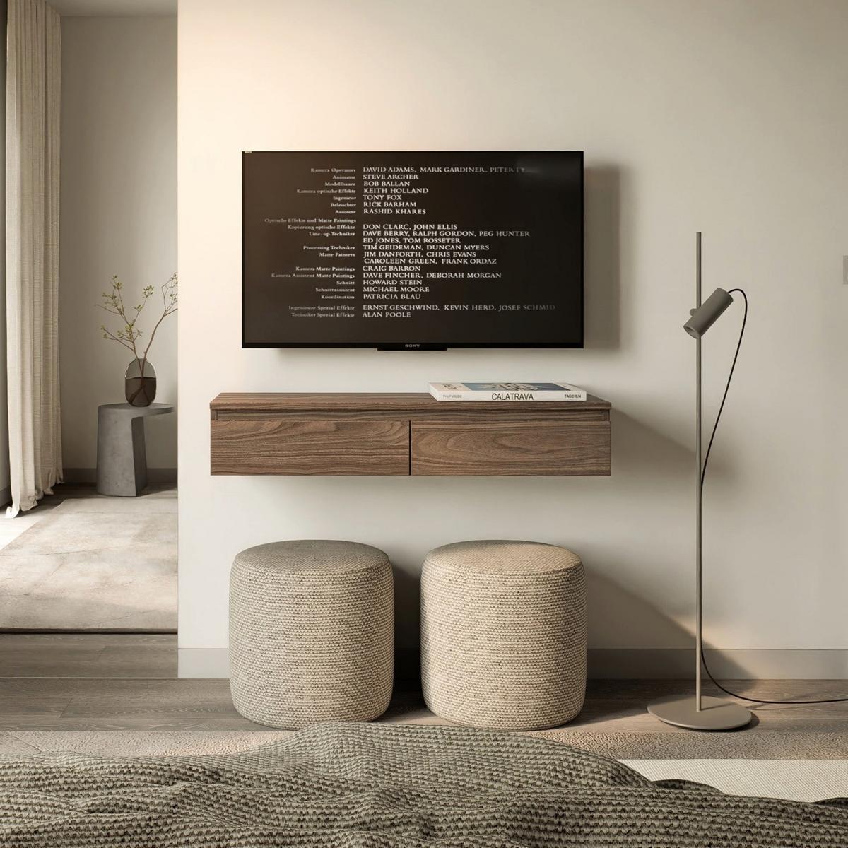 TV-LOWBOARD Bemmi Slim 2-türig, Holzoptik Walnuss Wisconsin, 100 cm - Dunkelbraun, Holzwerkstoff (100/18.2/31.6cm) - Selsey