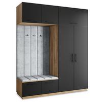 GARDEROBENSCHRANK REMA 200/240/60 cm Modern Eiche Wotan - Eiche Wotan/Hellgrau, Holzwerkstoff (200/240/60cm) - MASSENO