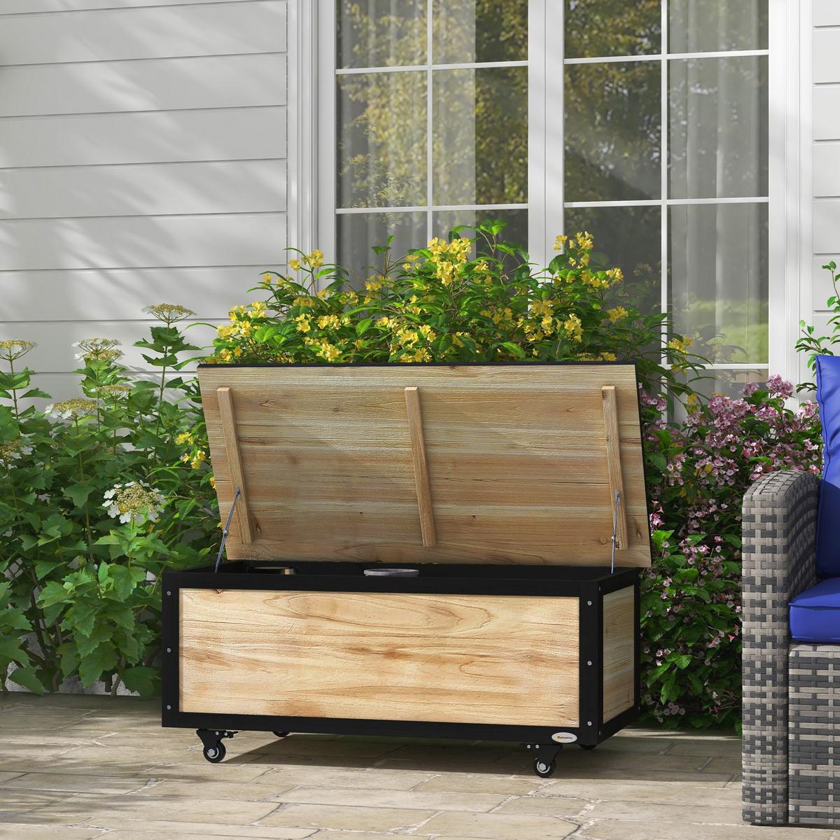 GARTENBOX, Tannenholz, Naturholz - Naturfarben, Holz (50/43/100cm) - Outsunny