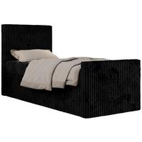 JUGENDBETT TILIO DUO 90/200 - Schwarz Cord - H3 - Links Seite - Schwarz, Textil (90/200cm) - MKS