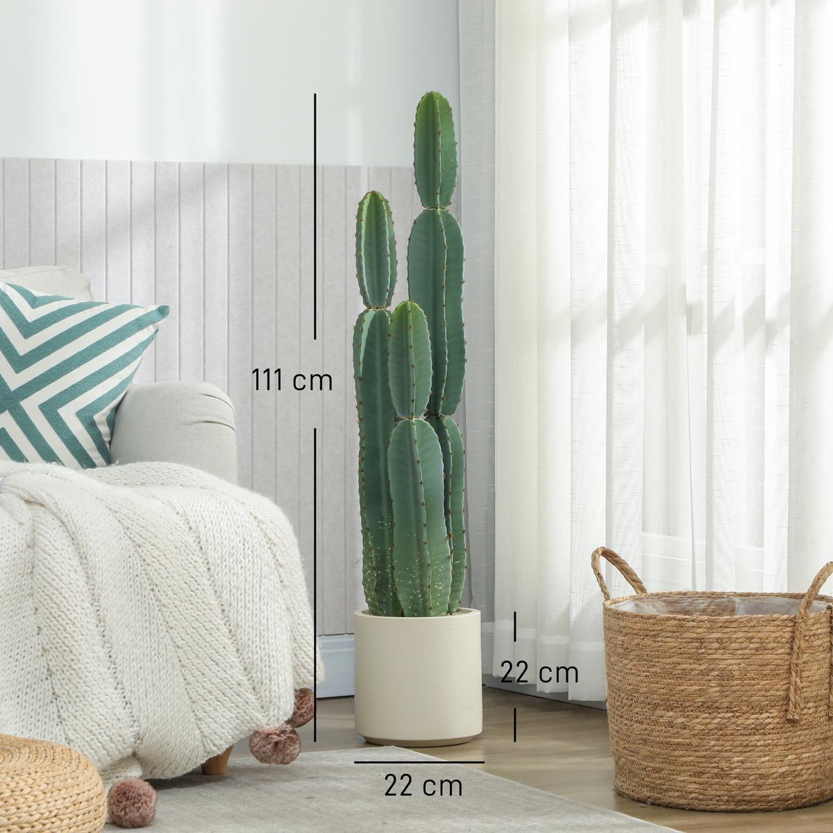 KUNSTPFLANZE Kunststoff Grün - Beige/Grün, Kunststoff (111cm) - HOMCOM