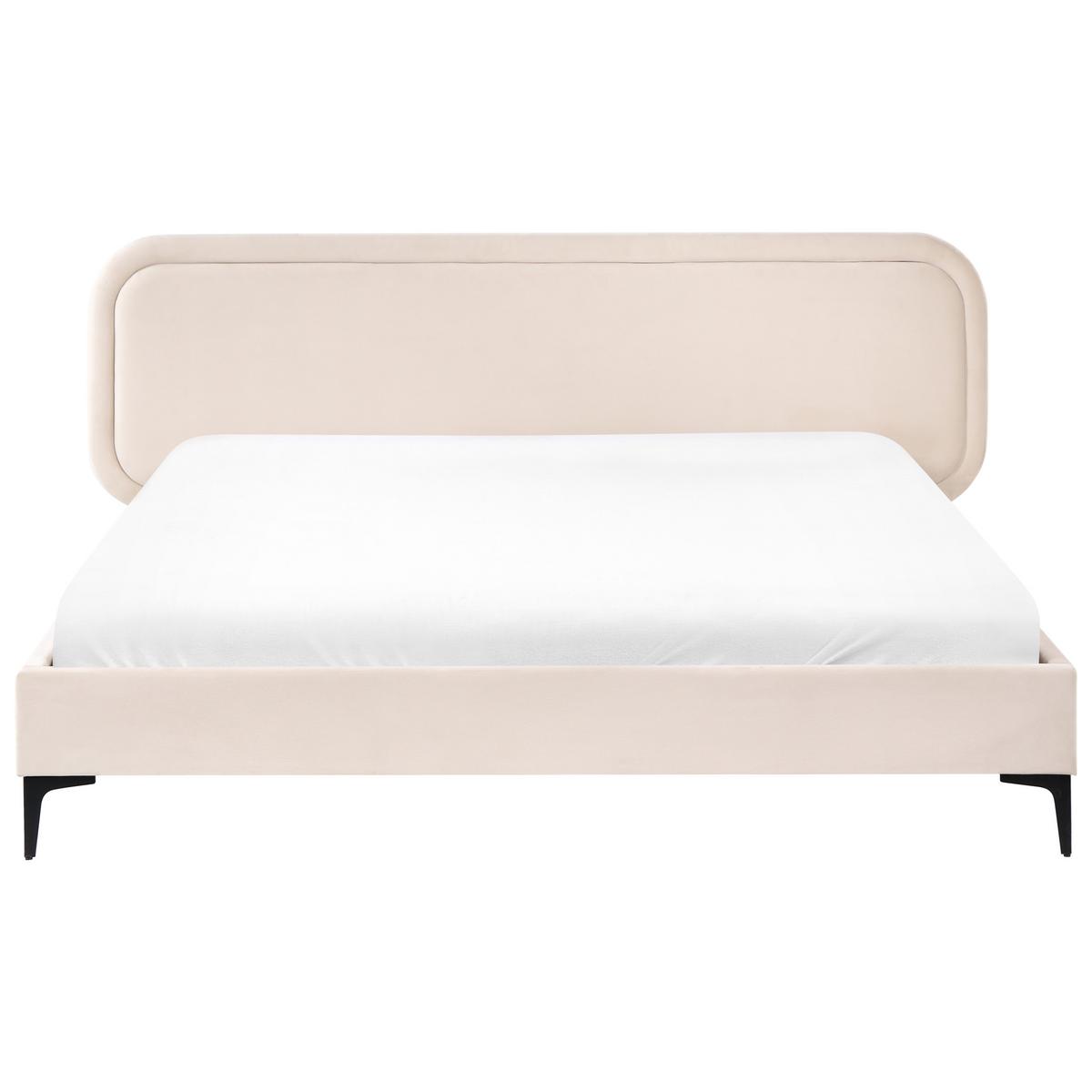 BETT mit Lattenrost 180/200 Samtstoff Hellbeige Suzette - Beige, Textil (180/200cm) - Beliani