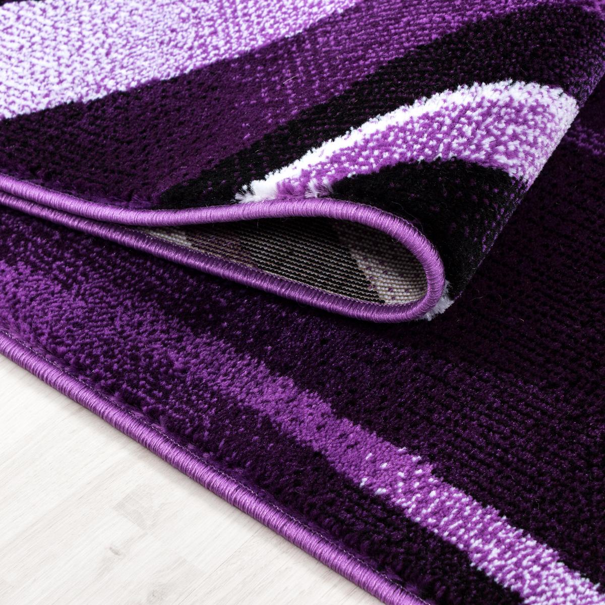 KURZFLORTEPPICH DRAU, mit abstraktem Wellenmuster, Violett, 140 x 200 cm - Lila, Textil (140/200cm) - KADIMA DESIGN