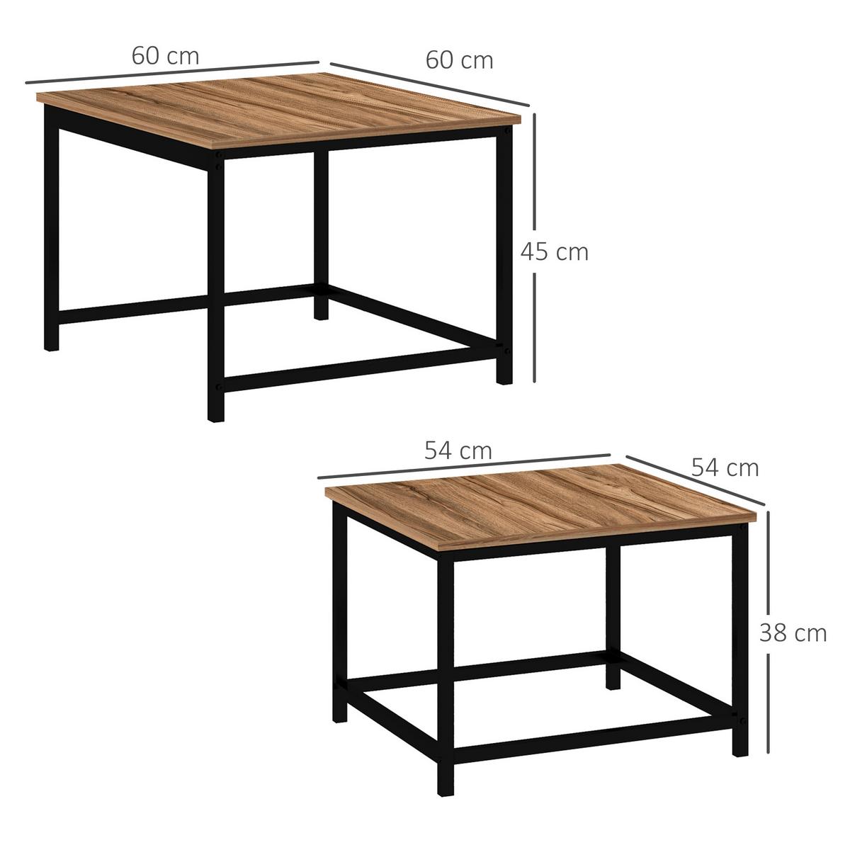 COUCHTISCH-SET eckig, Spanplatte, Naturholz - Naturfarben, Kunststoff (60/60/45cm) - HOMCOM