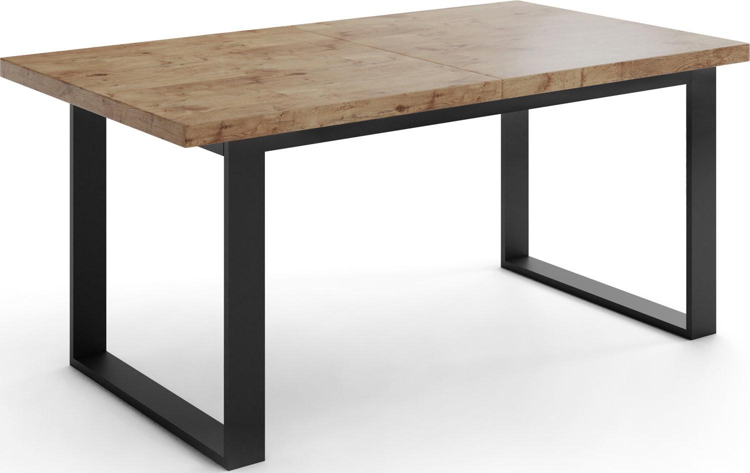 ESSTISCH Valentino rechteckig ausziehbar, Lancelot Eiche 140/180/80/75 cm - Eichefarben/Schwarz, Holzwerkstoff/Metall (80/180/75cm) - WFL GROUP