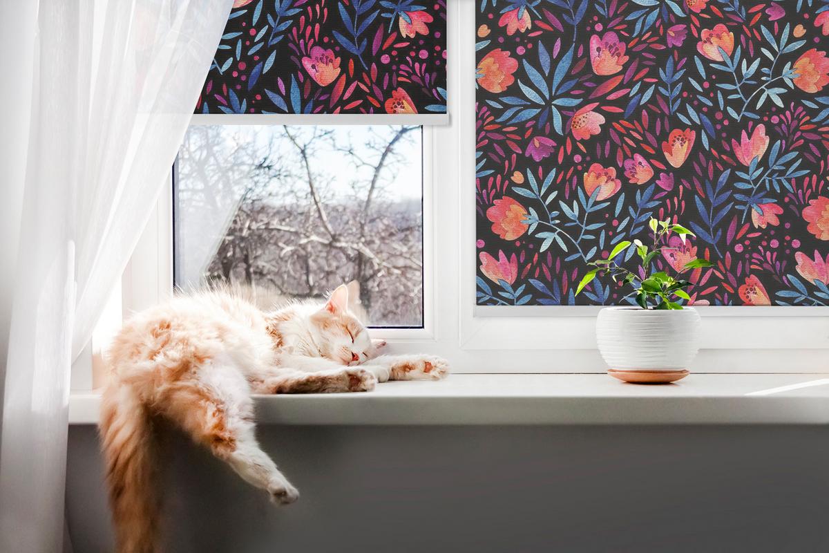 INNENROLLO - Fensterrollo - Rollo - 130x140 cm - Mohn - Rot, Kunststoff (130/140/0.5cm) - TULUP