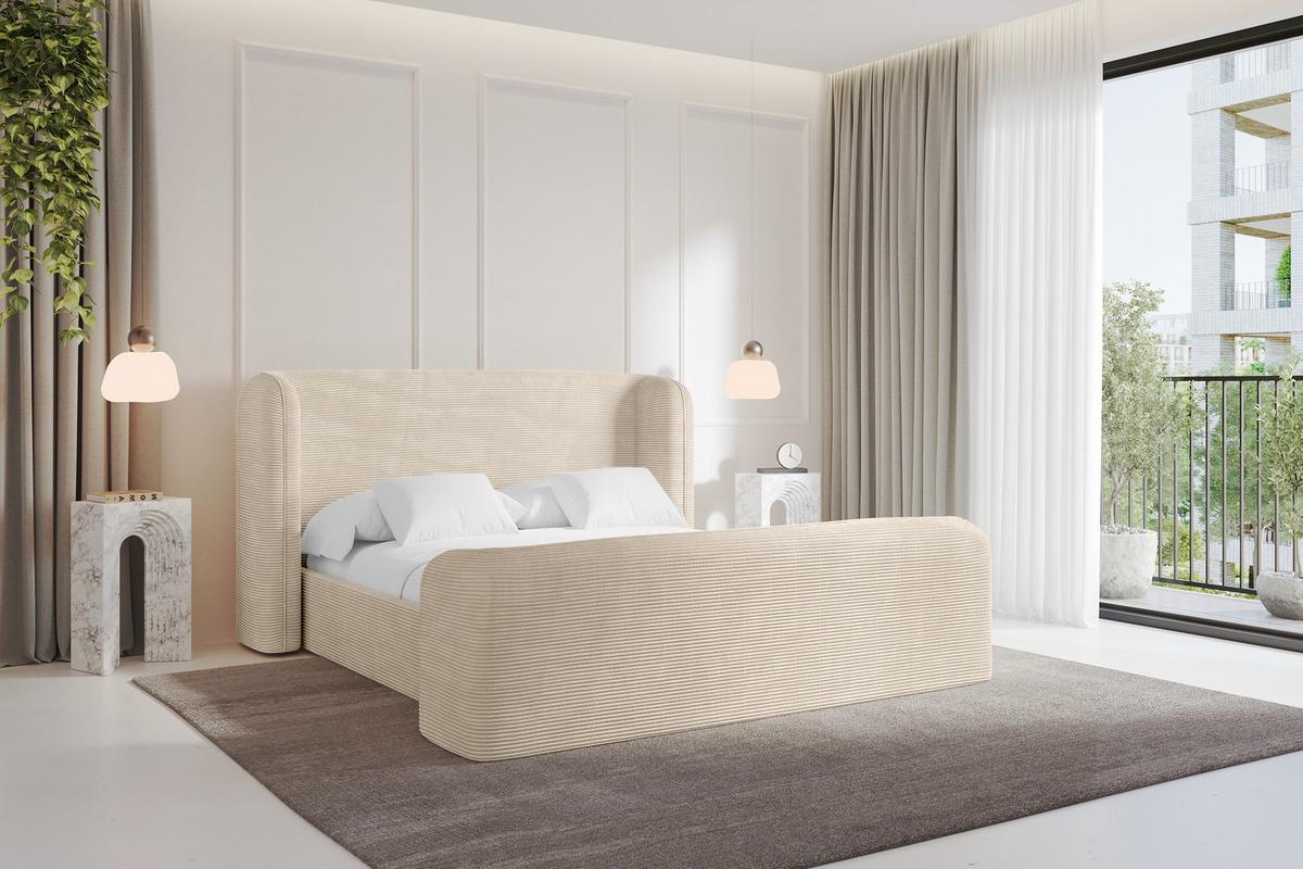 POLSTERBETT mit Bettkasten, Fußteil und Lattenrost, Bett mit Matratze H3/H4 - ESTI-Z 140x200 Beige - Kaschmir, Holzwerkstoff/Textil (140/200cm) - ALTDECOR