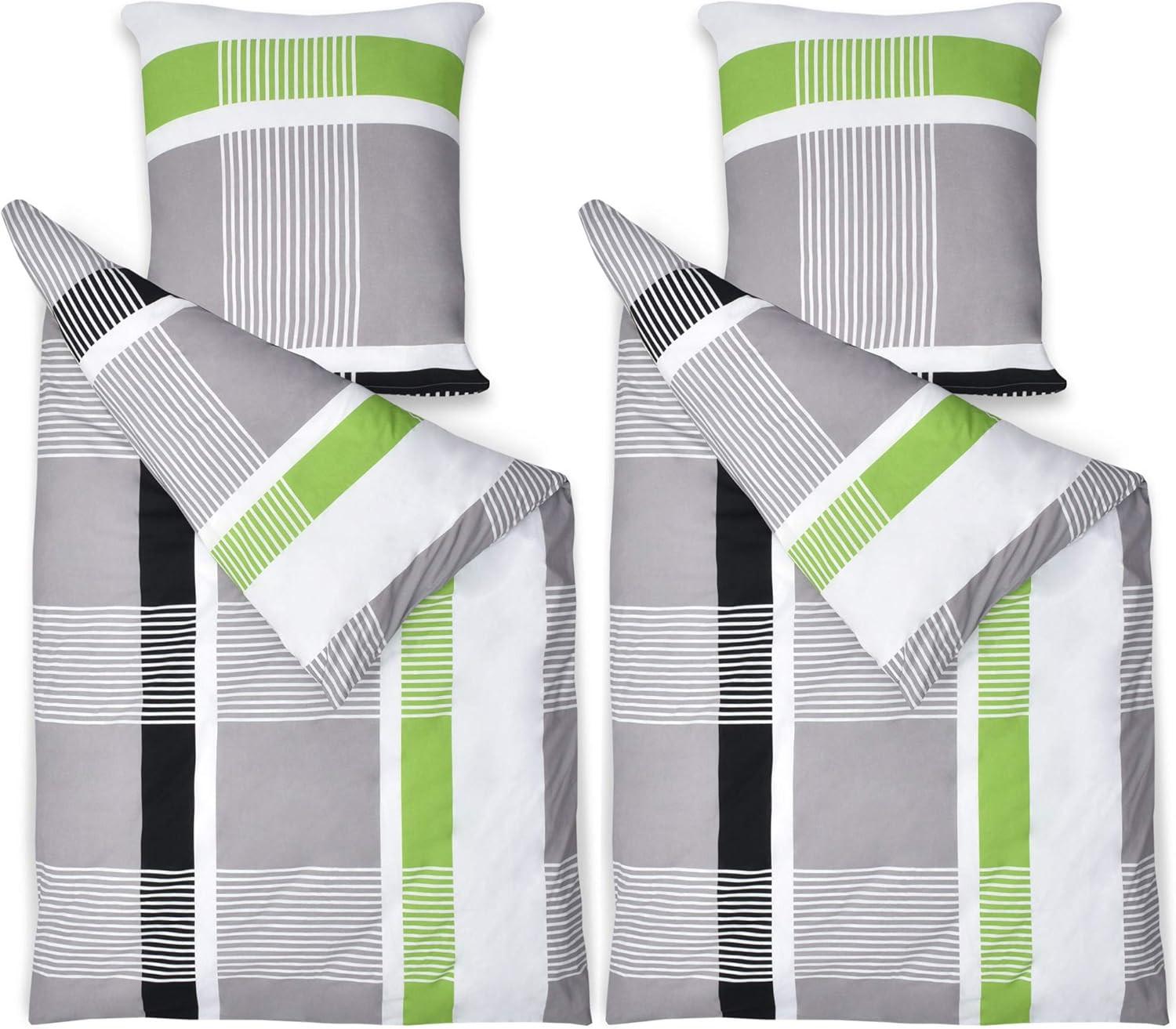BETTBEZUG Dana 155x220cm + Kissenbezug 80x80cm Gestreift Renforcé (4tlg) - Multicolor, Textil (155/220cm) - Beautissu 