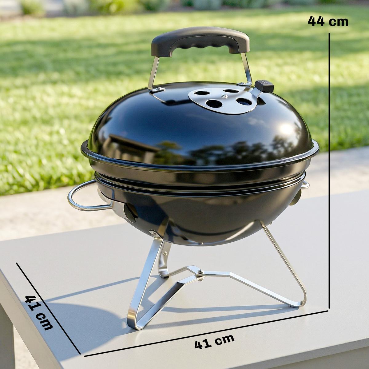 KUGELGRILL Metall Edelstahl Schwarz - Schwarz, Metall (41/44/41cm) - Outsunny