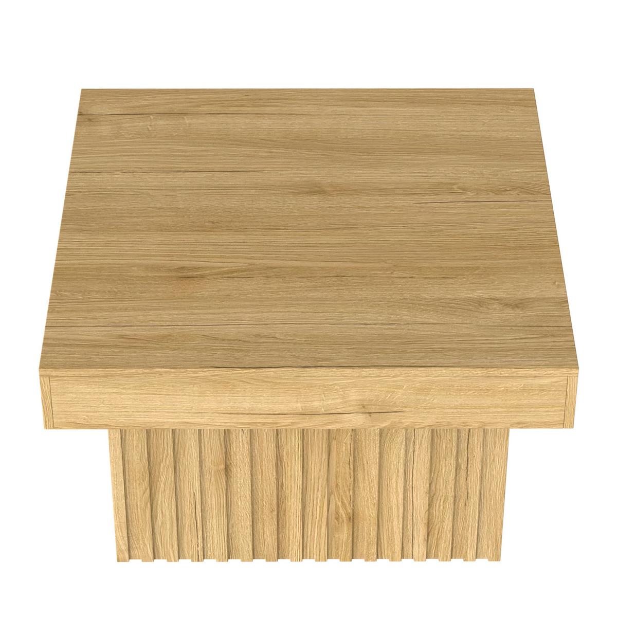 COUCHTISCH quadratisch natur mit rillen-optik & mdf-basis - Naturfarben, Holzwerkstoff (79/79/46cm) - Urban Meuble