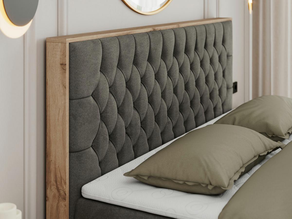 BOXBETT AMORE 160/200 Dunkelgrau Velvet - H4 - Dunkelgrau, Holz/Textil (160/200cm) - MKS