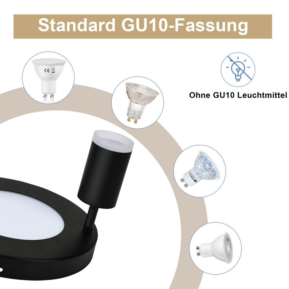 DECKENSTRAHLER Düben 2-flammig 25/25/16.9 cm - Schwarz, Metall (25/25/16.9cm) - Nettlife